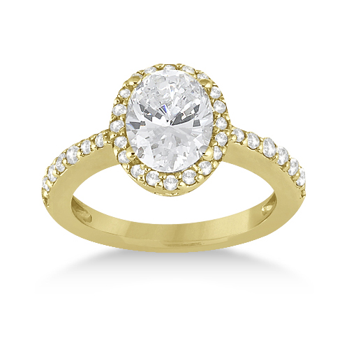 Oval Halo Diamond Engagement Ring Setting 14k Yellow Gold (0.36ct)