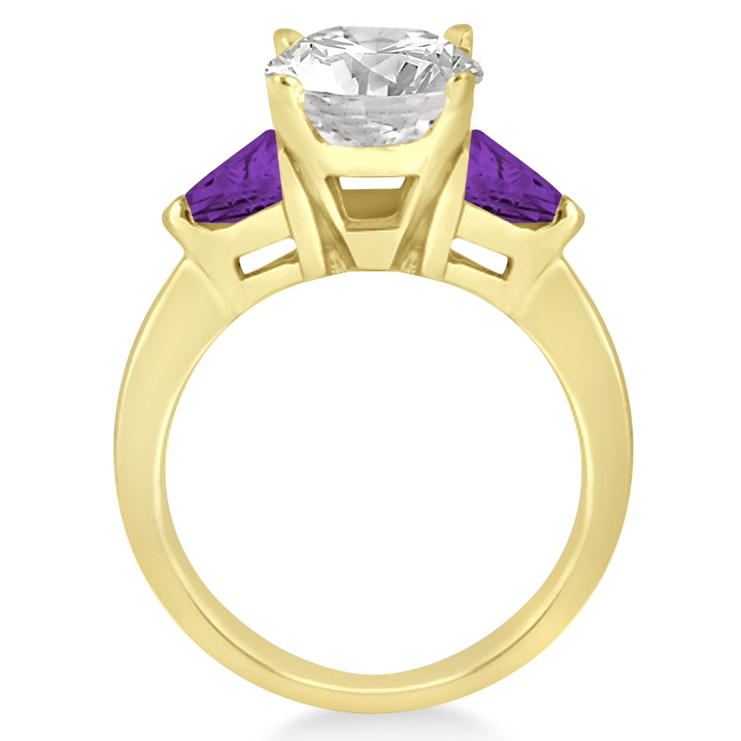 Amethyst Three Stone Trilliant Engagement Ring 14k Yellow Gold (0.70ct)