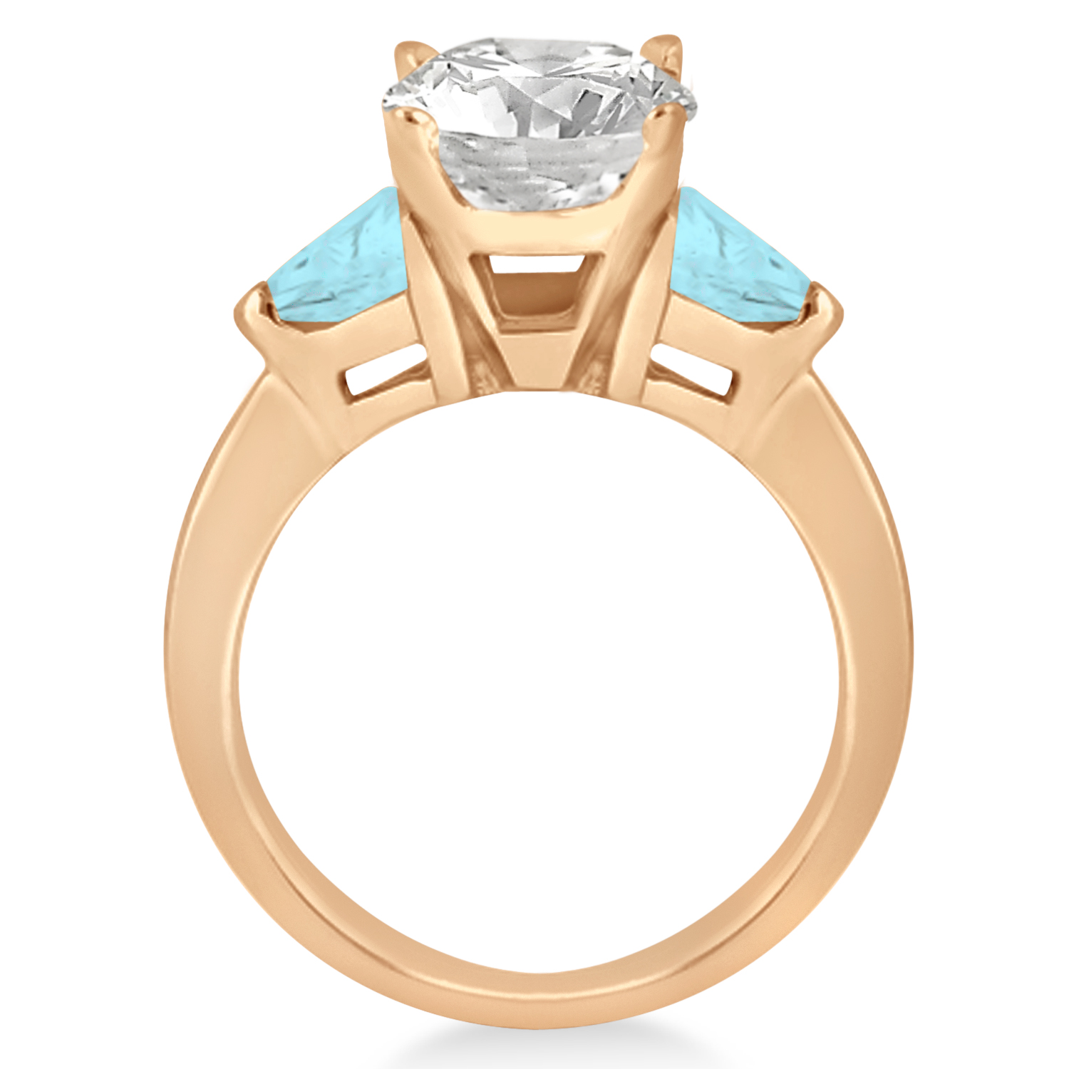Aquamarine Three Stone Trilliant Engagement Ring 18k Rose Gold (0.70ct)