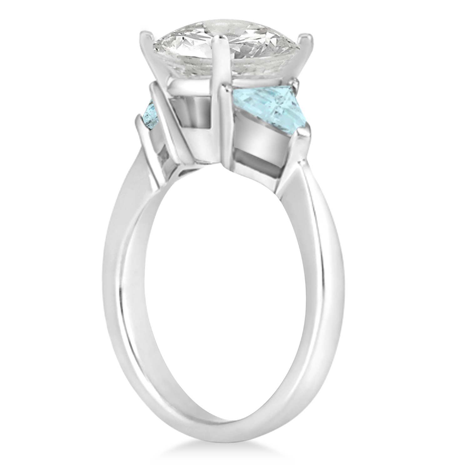 Aquamarine Three Stone Trilliant Engagement Ring Palladium (0.70ct)