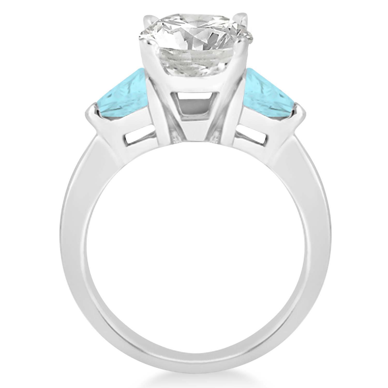 Aquamarine Three Stone Trilliant Engagement Ring Palladium (0.70ct)
