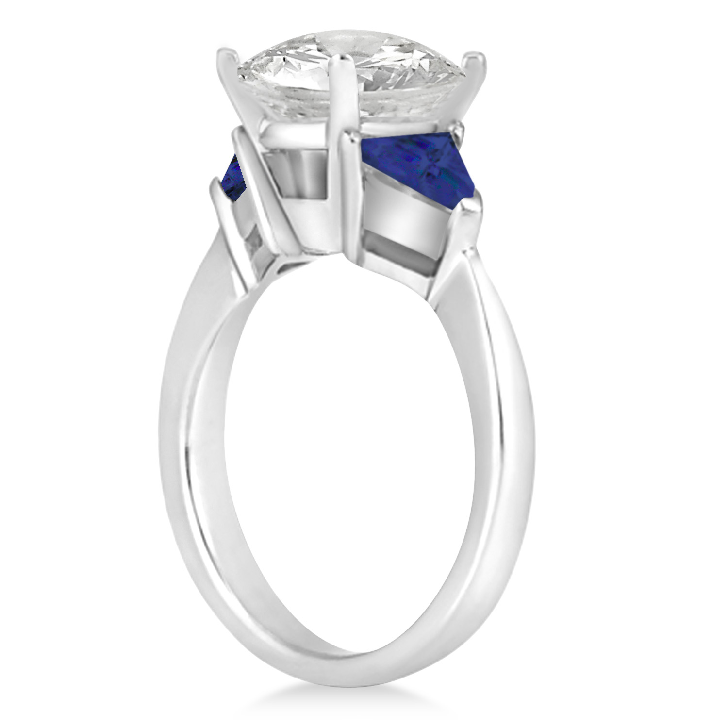 Blue Sapphire Three Stone Trilliant Engagement Ring Palladium (0.70ct)