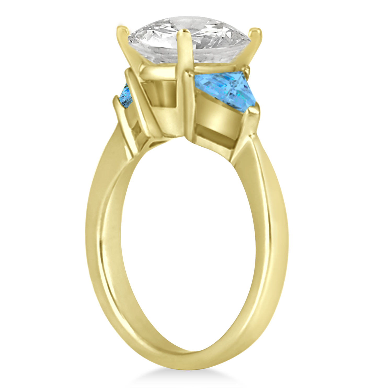 Blue Topaz Three Stone Trilliant Engagement Ring 18k Yellow Gold (0.70ct)