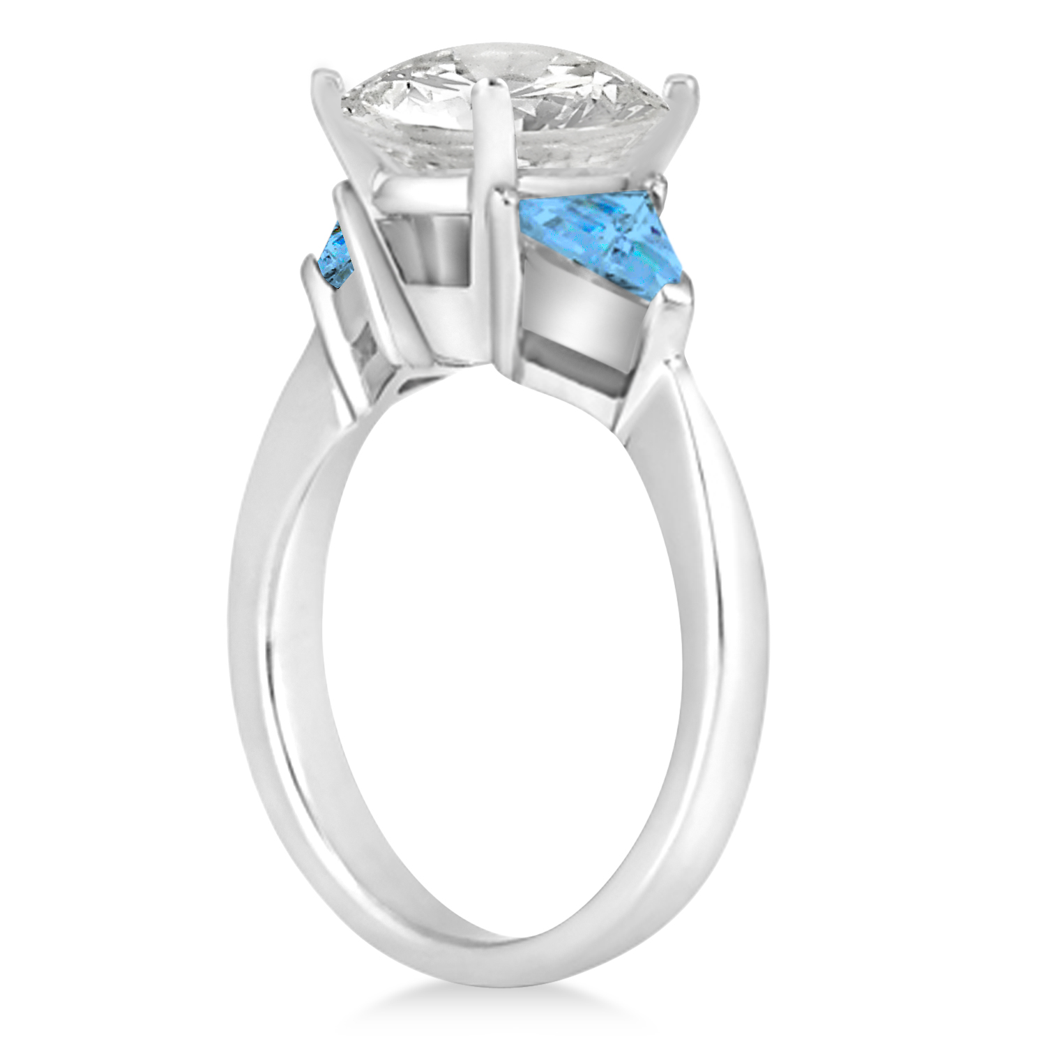 Blue Topaz Three Stone Trilliant Engagement Ring Palladium (0.70ct)