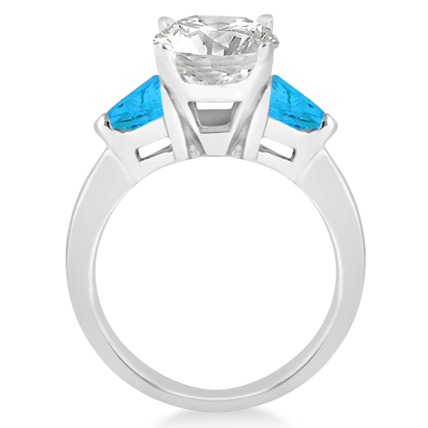 Blue Topaz Three Stone Trilliant Engagement Ring Palladium (0.70ct)