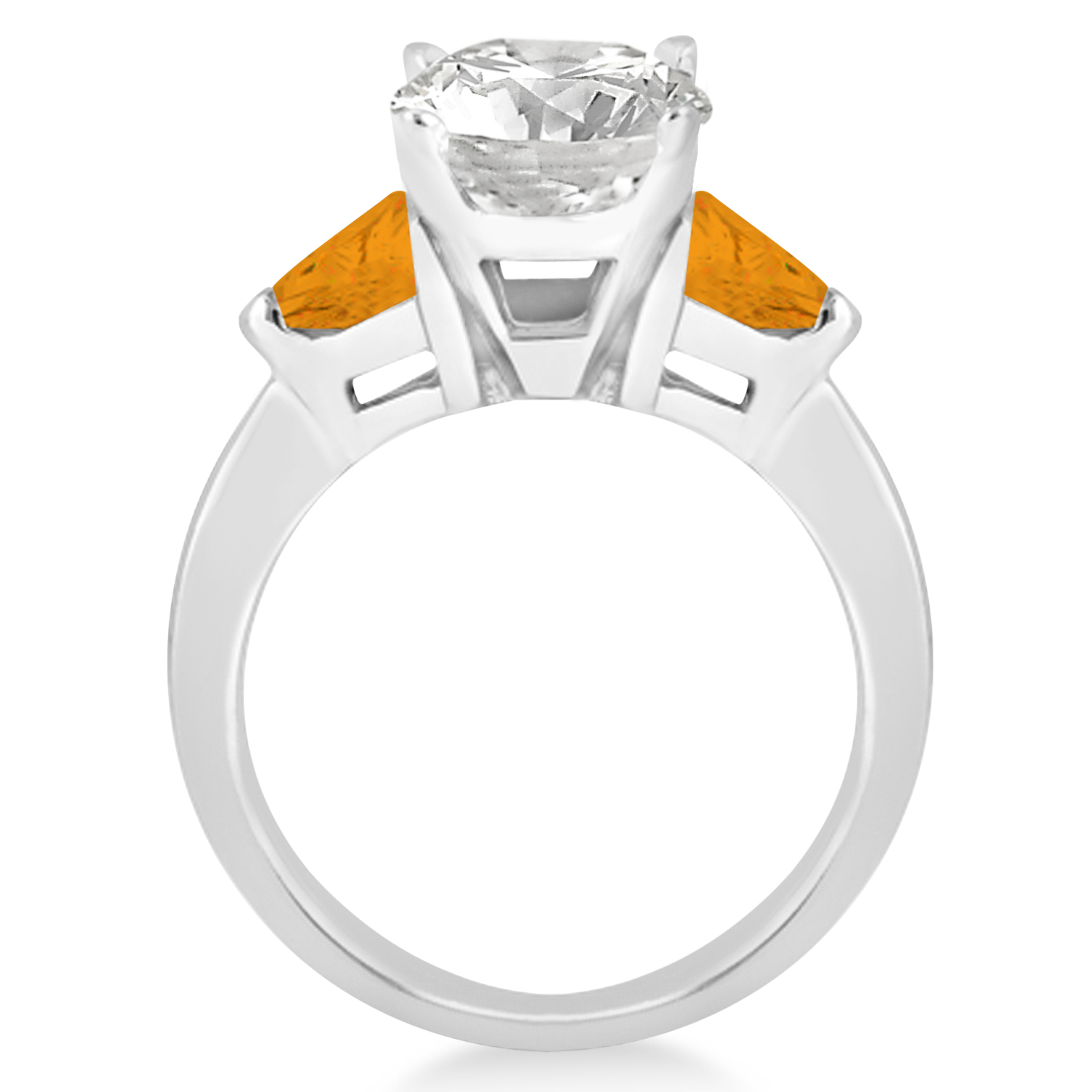 Citrine Three Stone Trilliant Engagement Ring 14k White Gold (0.70ct)