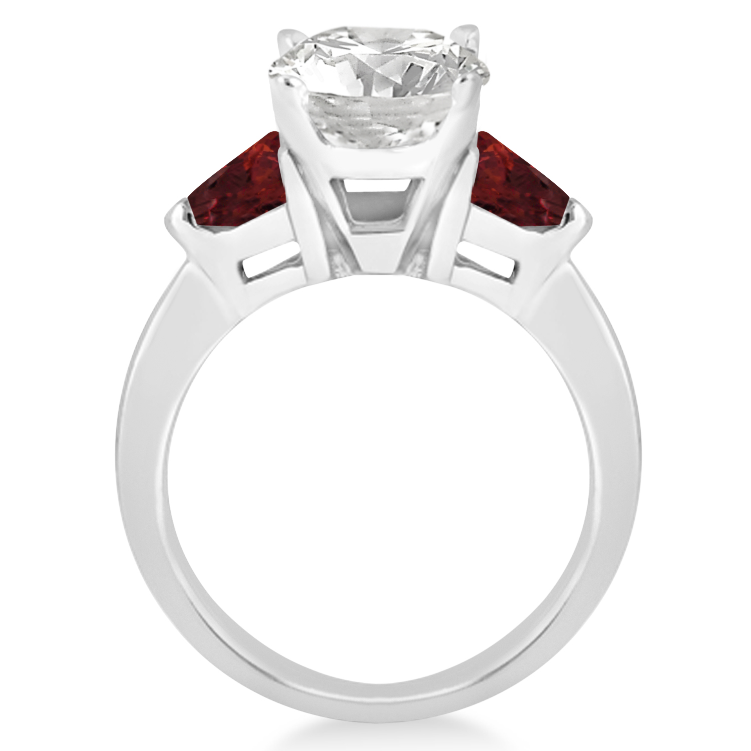 Garnet Three Stone Trilliant Engagement Ring Platinum (0.70ct)