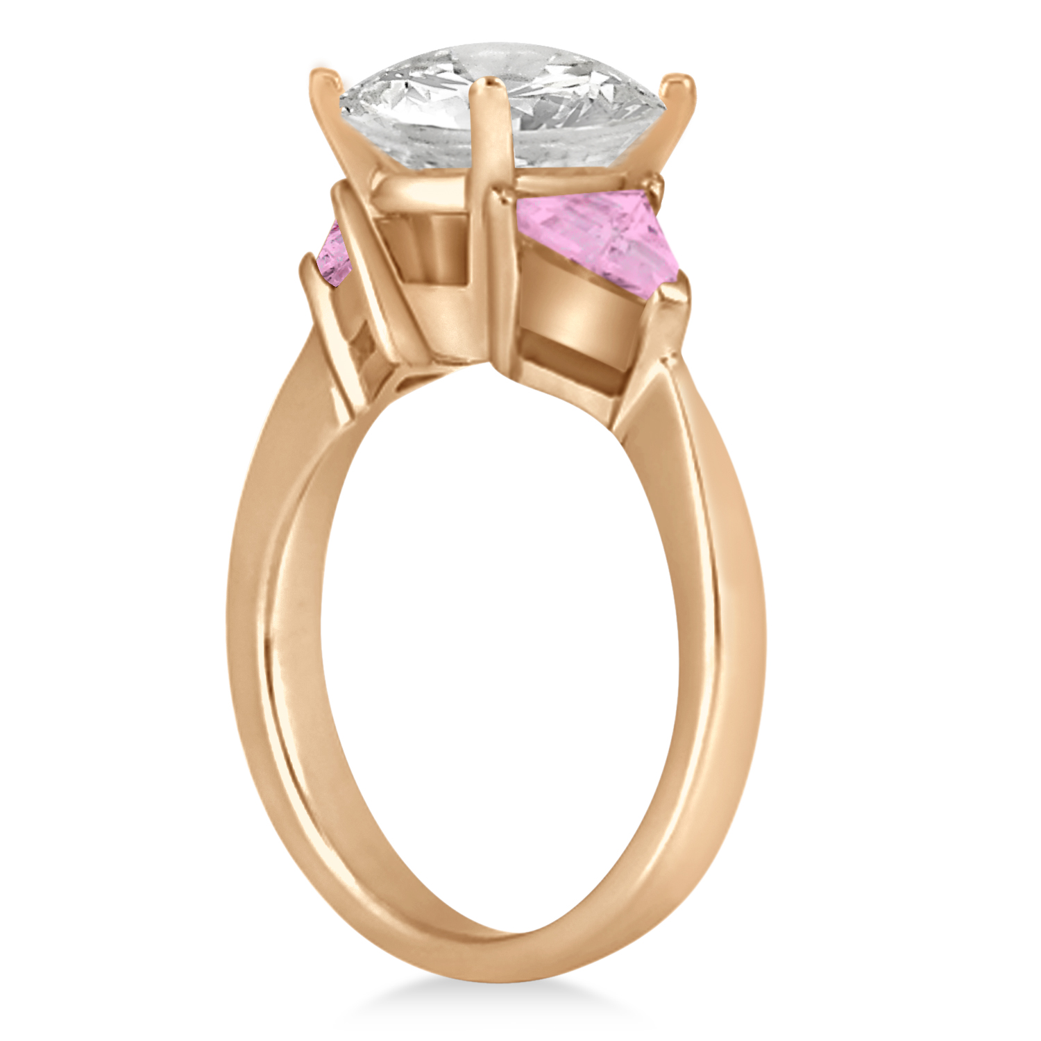 Pink Sapphire Three Stone Trilliant Engagement Ring 14k Rose Gold (0.70ct)