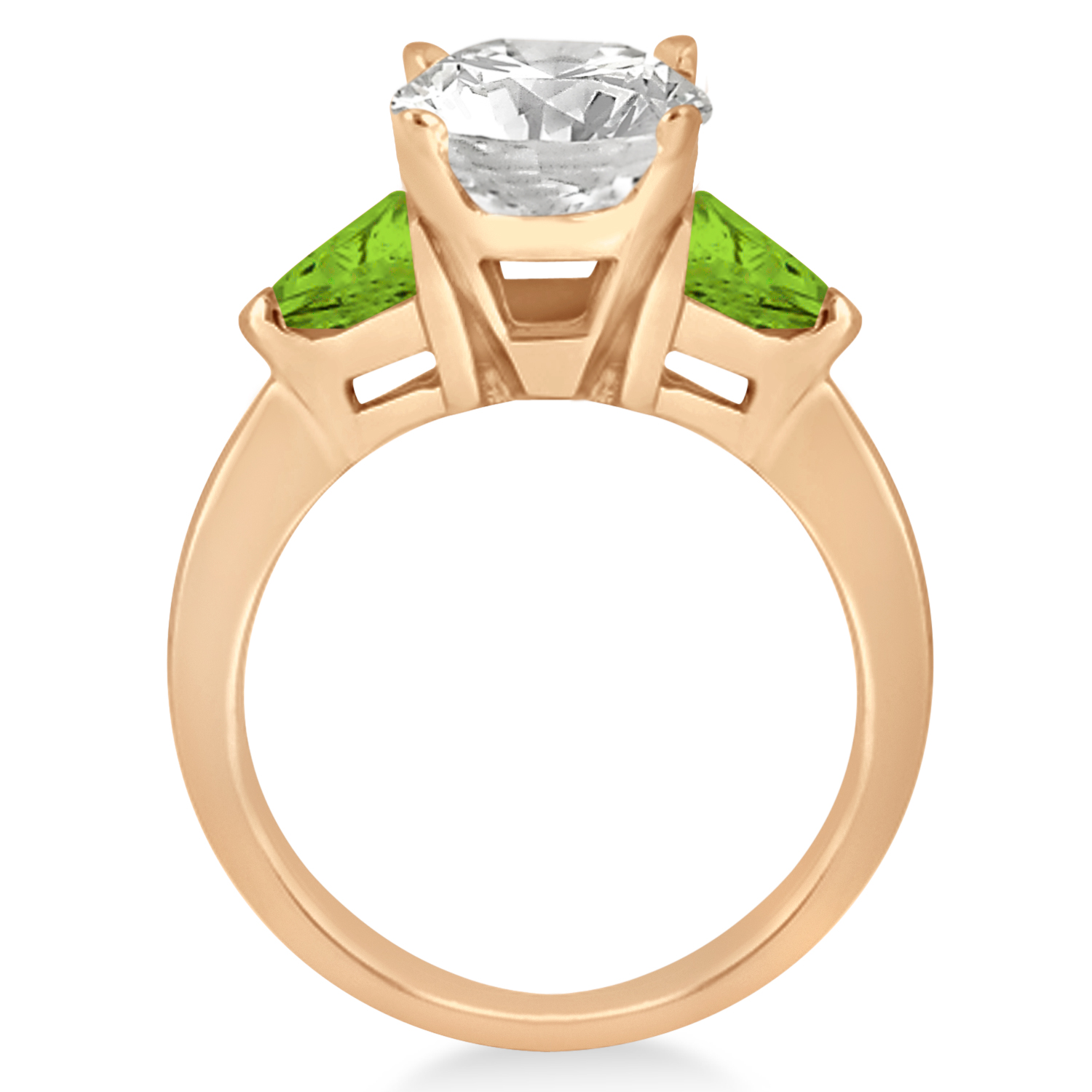 Peridot Three Stone Trilliant Engagement Ring 18k Rose Gold (0.70ct)