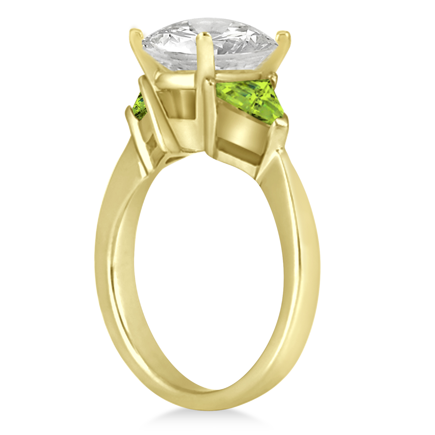 Peridot Three Stone Trilliant Engagement Ring 18k Yellow Gold (0.70ct)