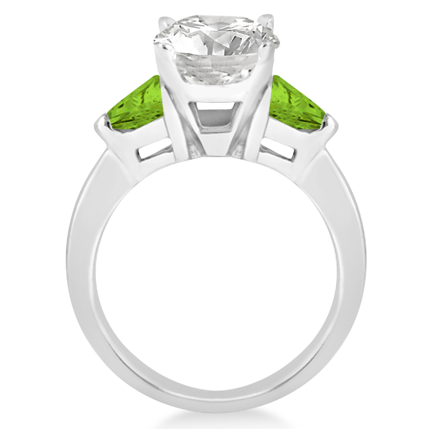 Peridot Three Stone Trilliant Engagement Ring Platinum (0.70ct)