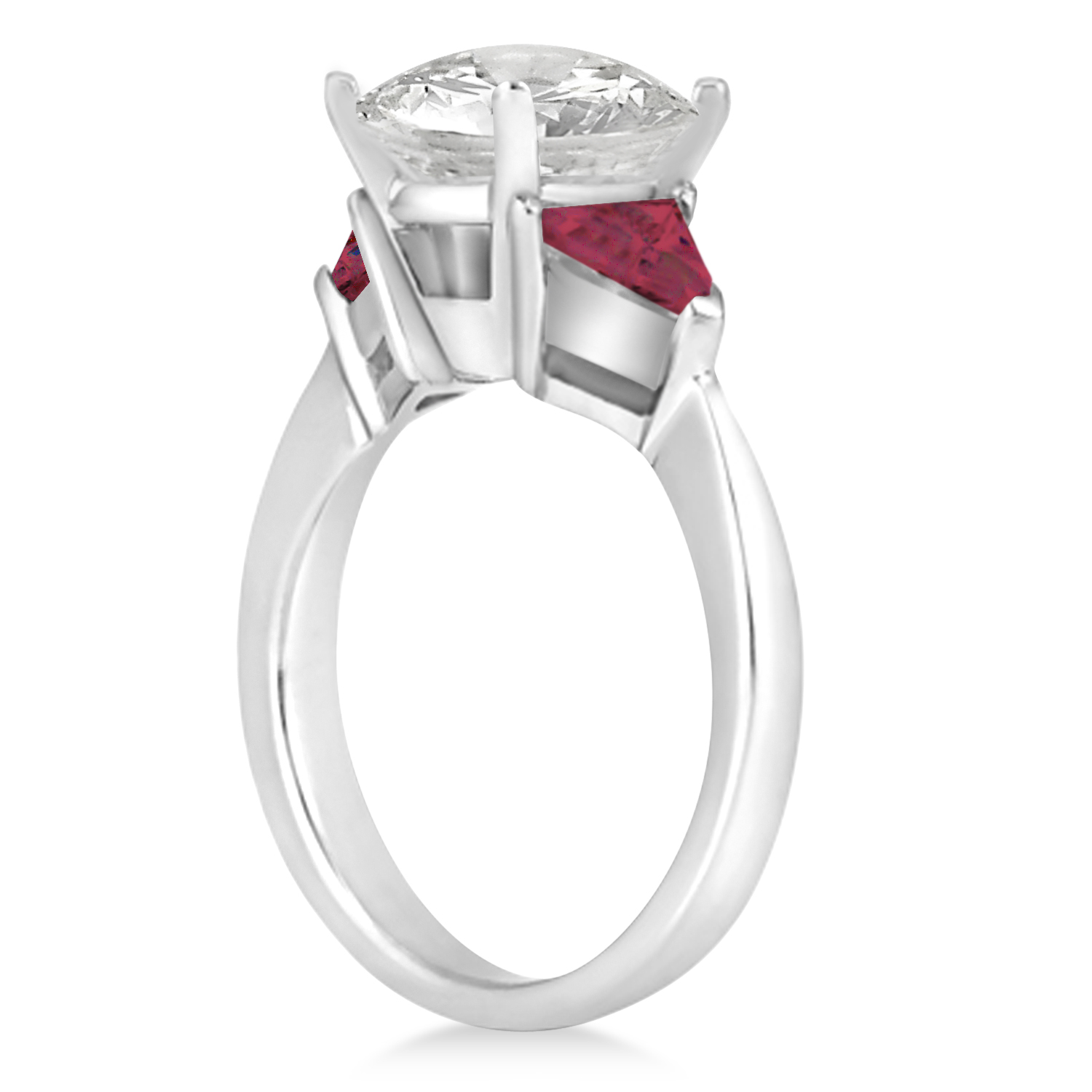 Ruby Three Stone Trilliant Engagement Ring 14k White Gold (0.70ct)