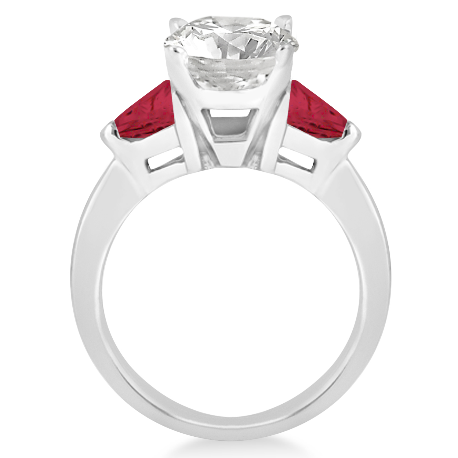 Ruby Three Stone Trilliant Engagement Ring 14k White Gold (0.70ct)