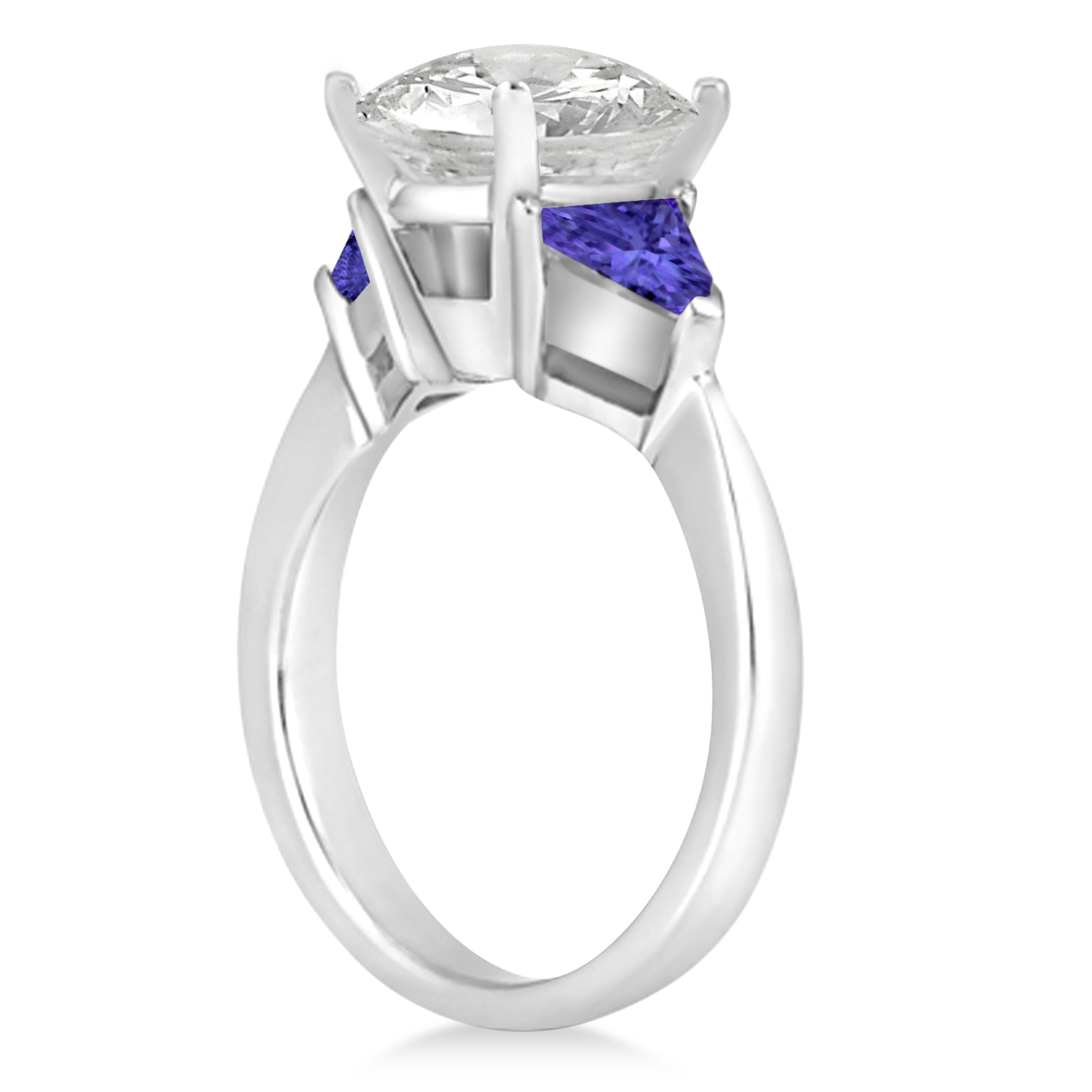 Tanzanite Three Stone Trilliant Engagement Ring 18k White Gold (0.70ct)