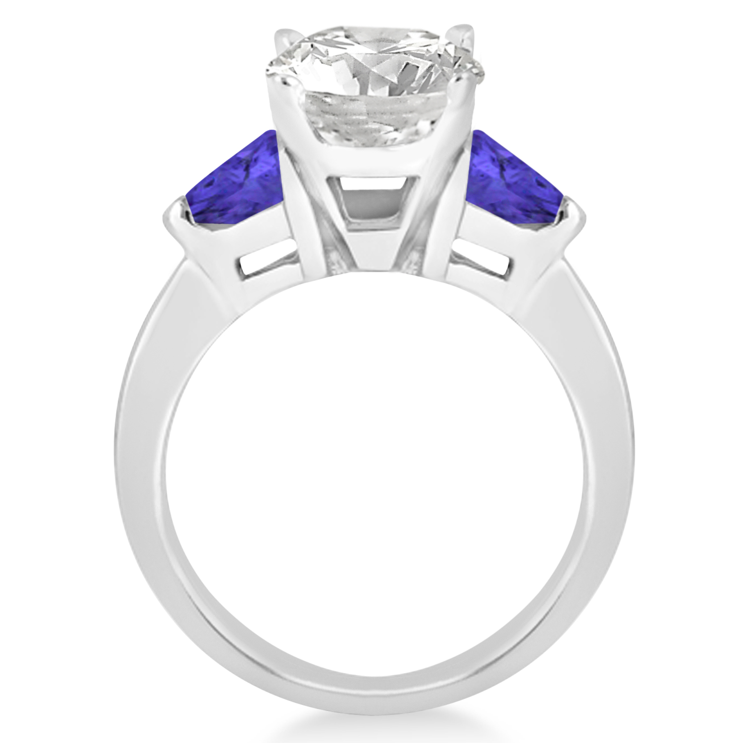 Tanzanite Three Stone Trilliant Engagement Ring 18k White Gold (0.70ct)