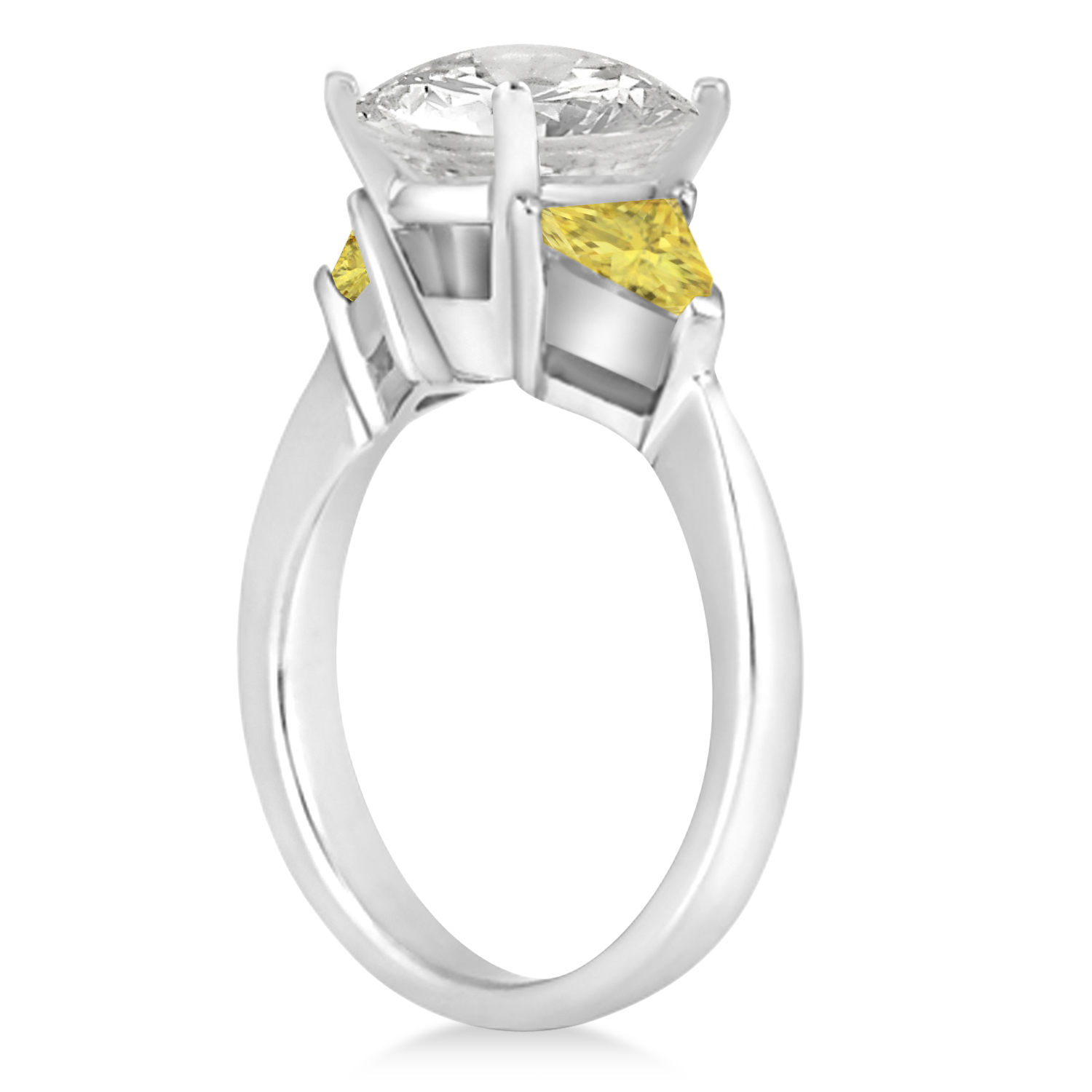 Yellow Diamond Three Stone Trilliant Engagement Ring Platinum (0.70ct)