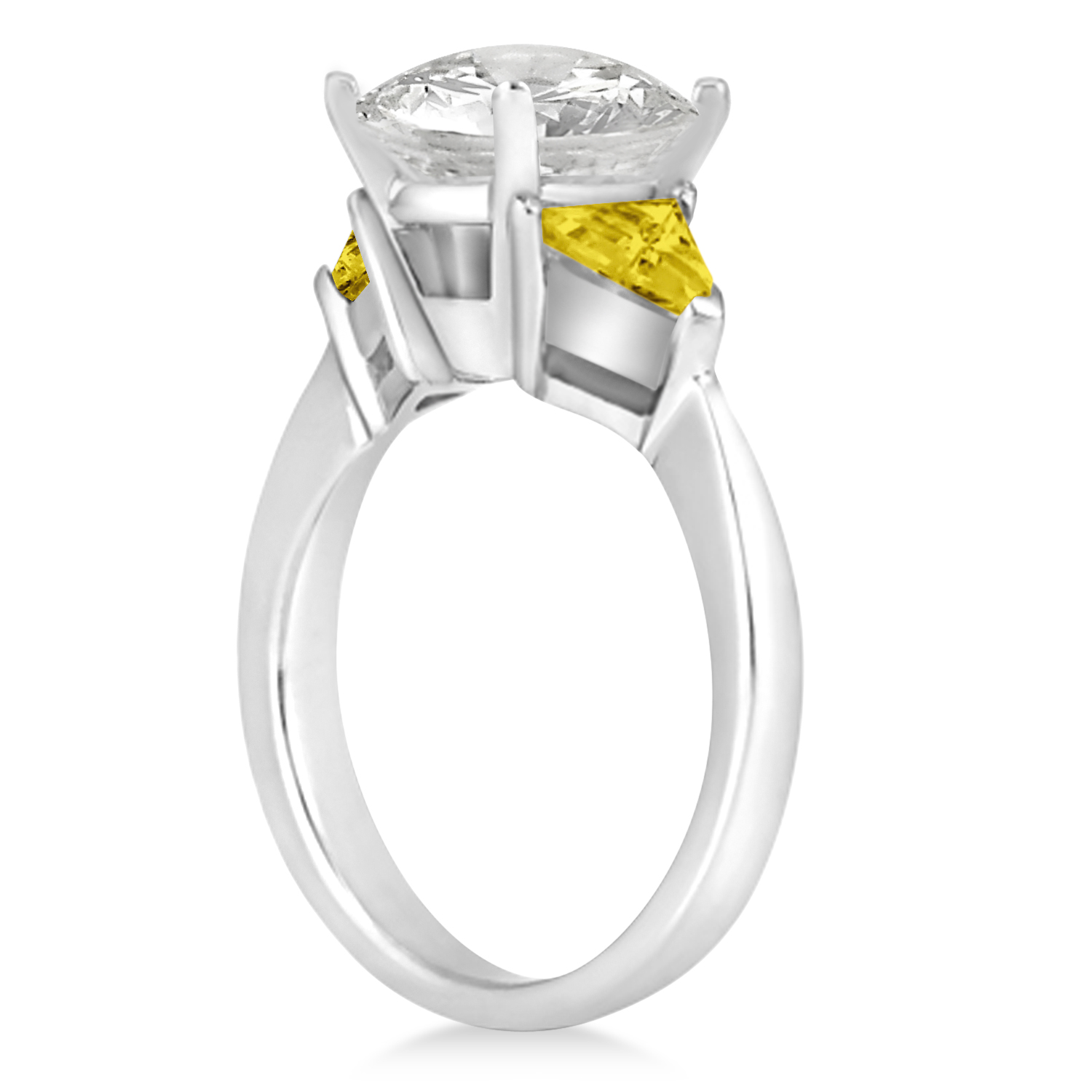Yellow Sapphire Three Stone Trilliant Engagement Ring 18k White Gold (0.70ct)
