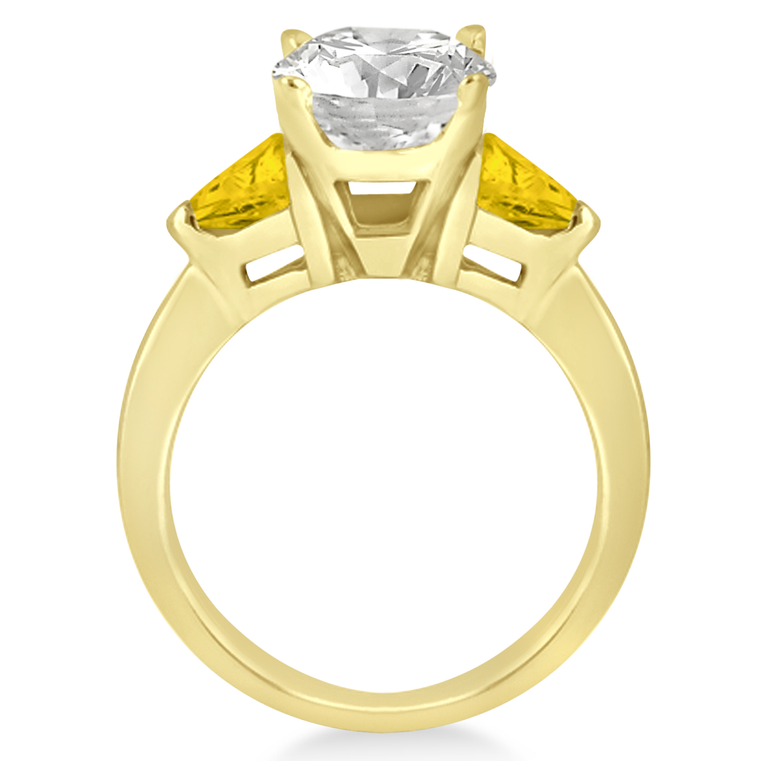 Yellow Sapphire Three Stone Trilliant Engagement Ring 18k Yellow Gold (0.70ct)