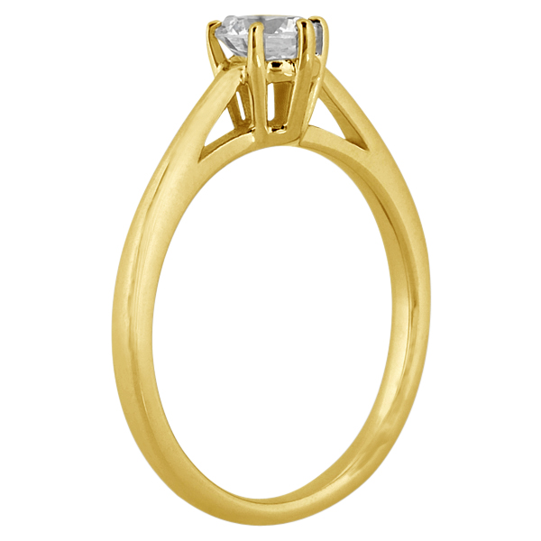 Six-Prong 14k Yellow Gold Solitaire Engagement Ring Setting