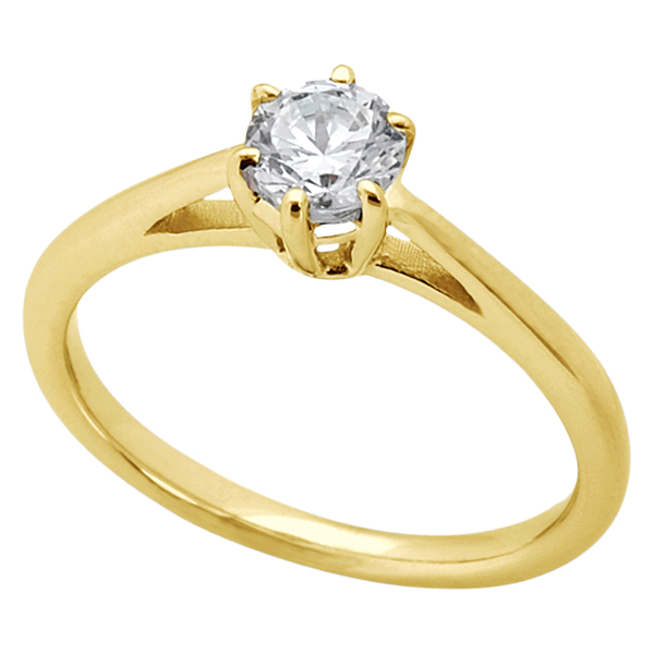 Six-Prong 14k Yellow Gold Solitaire Engagement Ring Setting