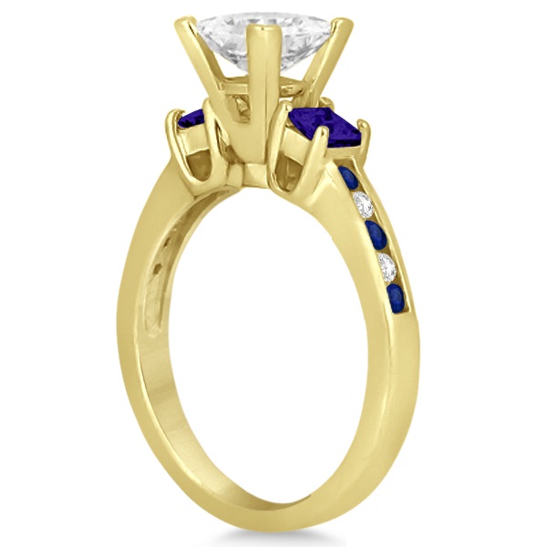 Blue Sapphire Three Stone Engagement Ring in 14k Yellow Gold (0.62ct)