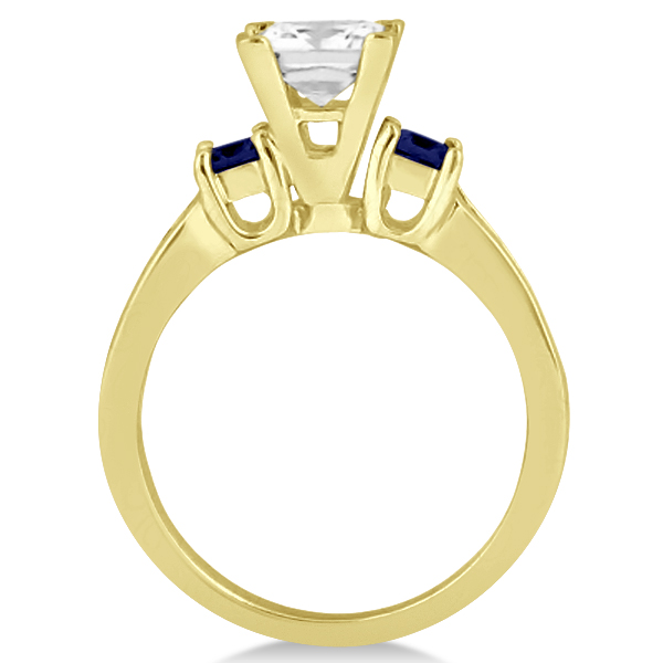 Blue Sapphire Three Stone Engagement Ring in 14k Yellow Gold (0.62ct)