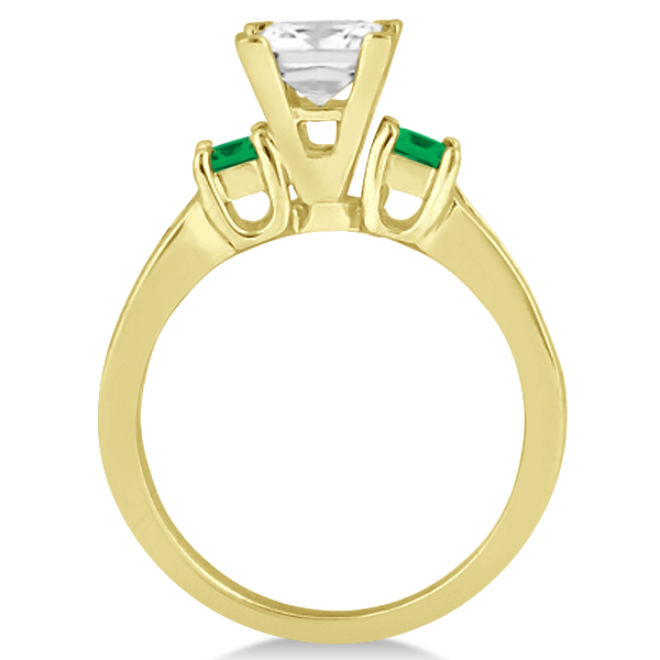 Emerald Three Stone Engagement Ring in 14k Yellow Gold (0.62ct)