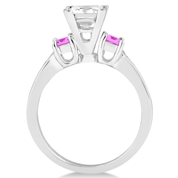 Pink Sapphire Three Stone Engagement Ring in 14k White Gold (0.62ct)