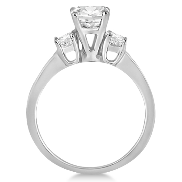 Three-Stone Princess Cut Diamond Engagement Ring 14k White Gold (0.64ct)