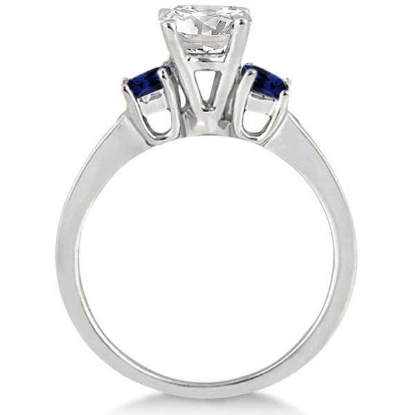 Princess Cut Diamond & Sapphire Engagement Ring Palladium (0.68ct)