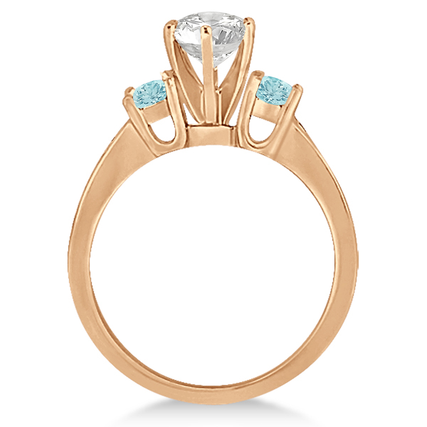 Three-Stone Aquamarine & Diamond Engagement Ring 14k Y. Gold (0.45ct)