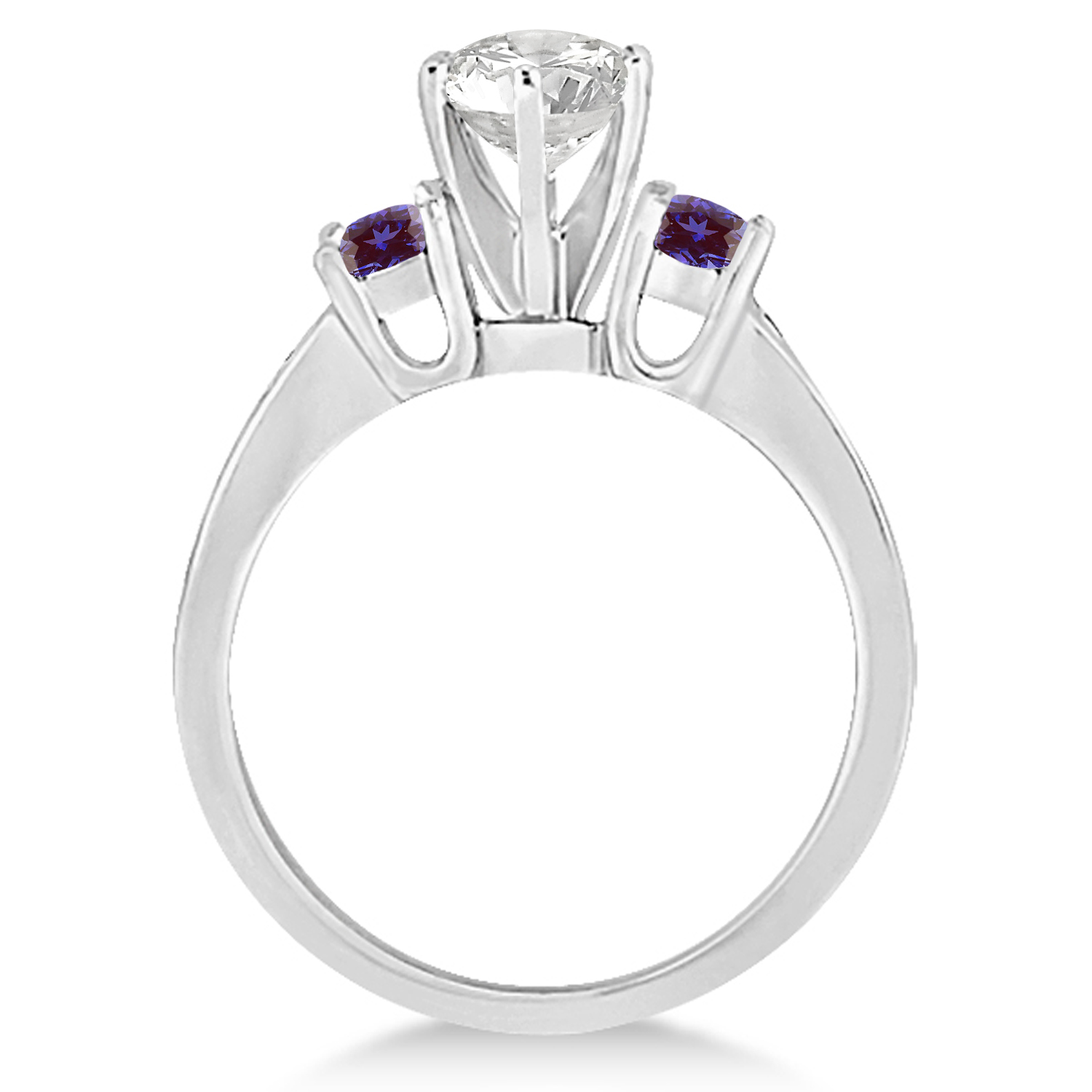 Three-Stone Diamond Engagement Ring with Lab Alexandrites in 18k White Gold (0.45 ctw)