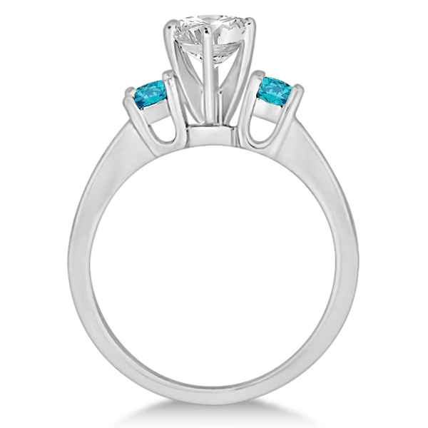 3 Stone White & Blue Diamond Engagement Ring 14K White Gold (0.45 ctw)