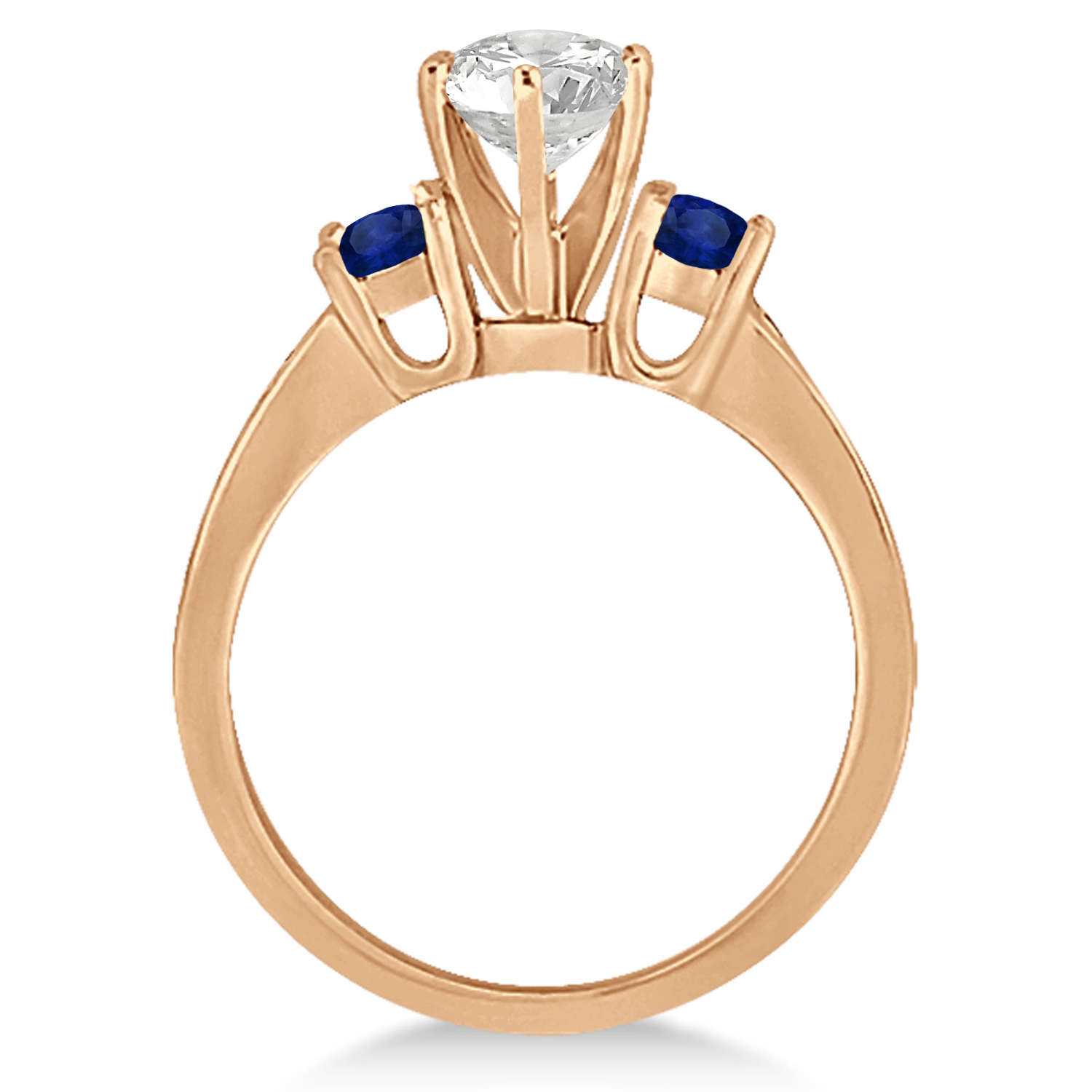 Three-Stone Sapphire & Lab Diamond Engagement Ring 14k Rose Gold (0.60ct)