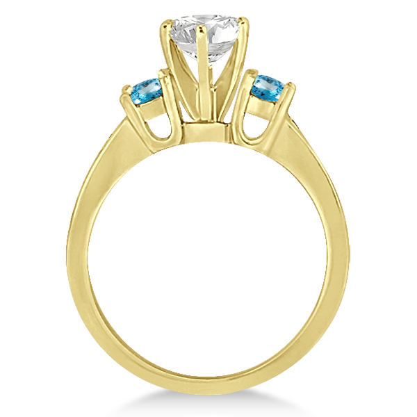Three-Stone Blue Topaz & Diamond Engagement Ring 14k Y. Gold (0.45ct)