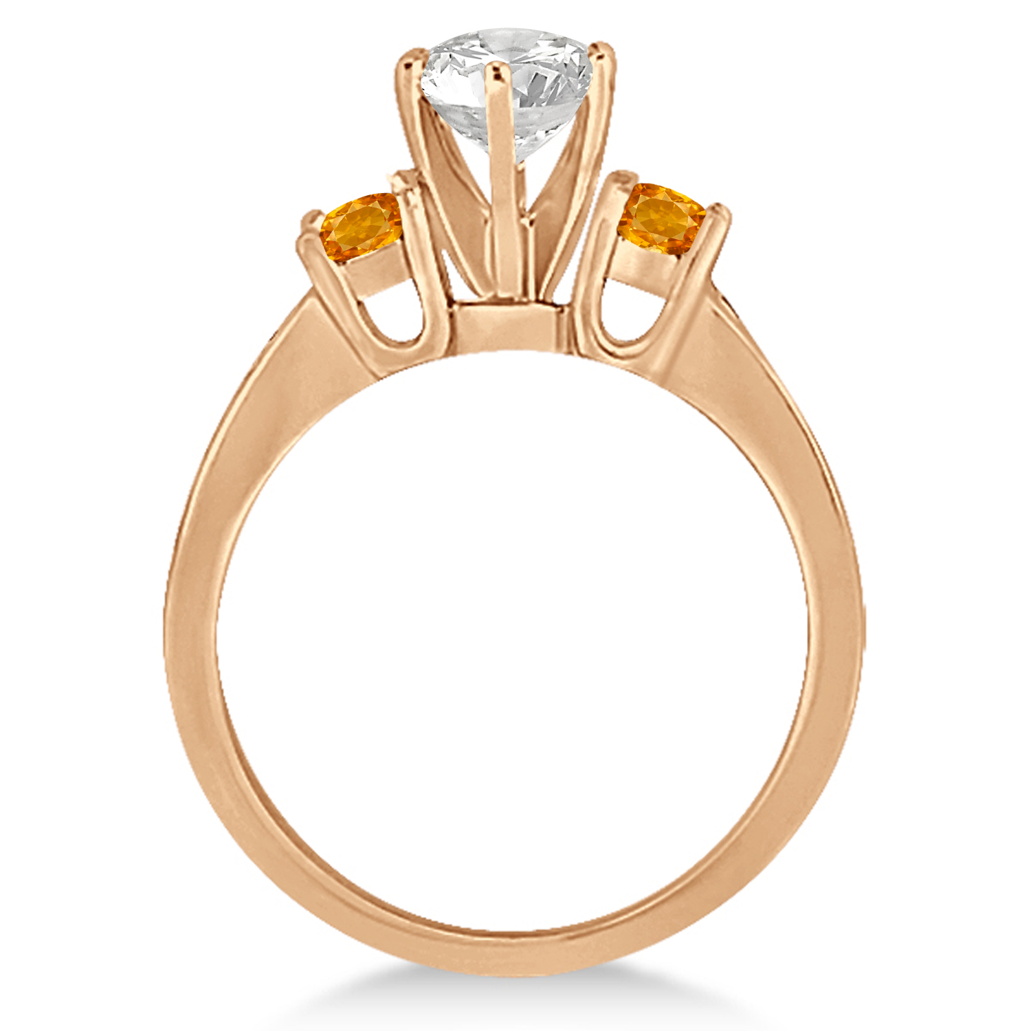 Three-Stone Citrine & Diamond Engagement Ring 14k Rose Gold (0.45ct)