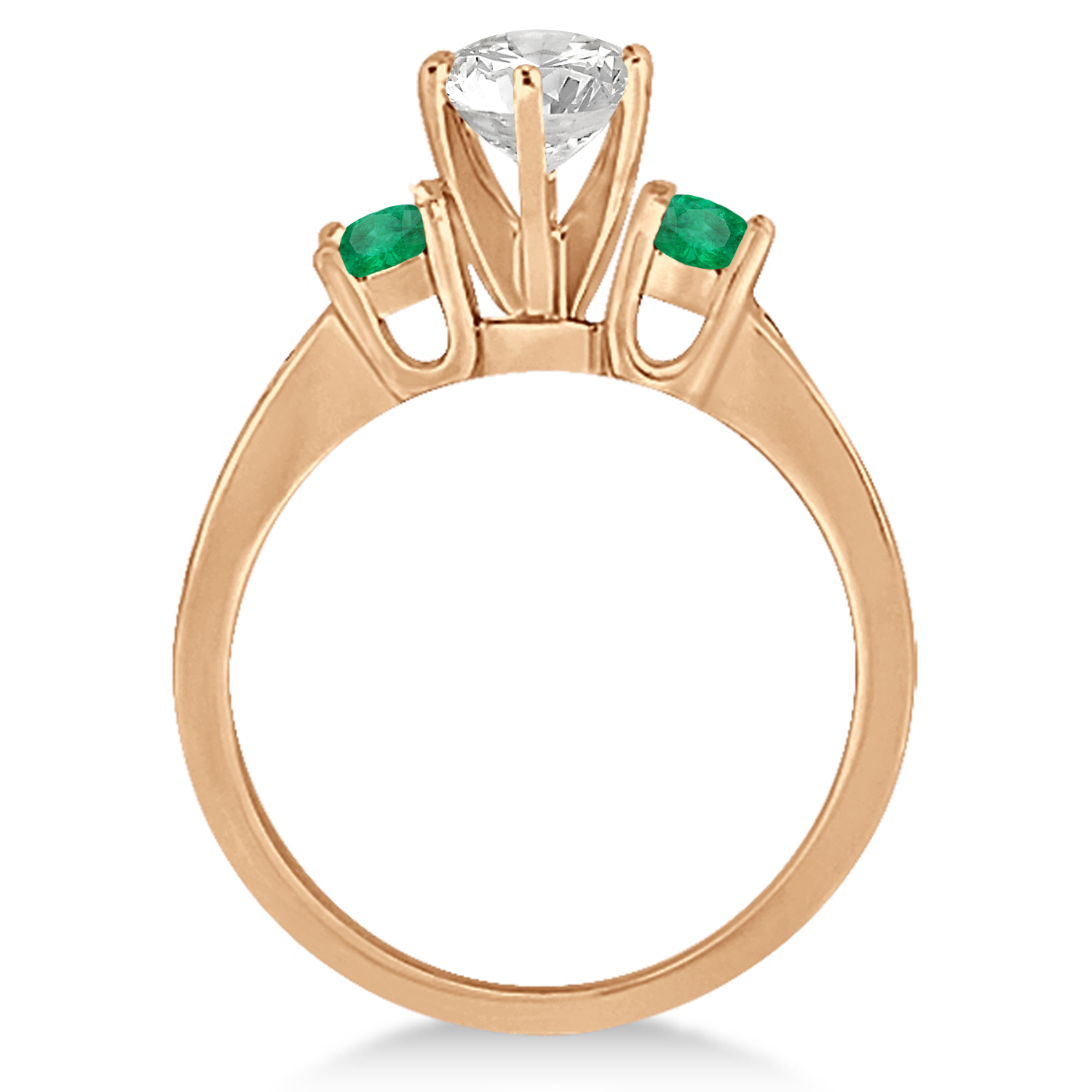 Three-Stone Lab Emerald & Lab Diamond Engagement Ring 18k Rose Gold (0.45ct)