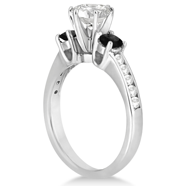 3 Stone White & Black Diamond Engagement Ring 14K White Gold (0.45 ctw)