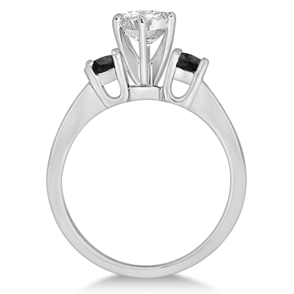 3 Stone White & Black Diamond Engagement Ring 14K White Gold (0.45 ctw)