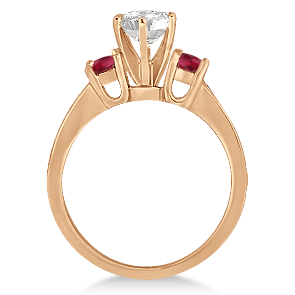 Three-Stone Ruby & Diamond Engagement Ring 14k Rose Gold (0.60ct)