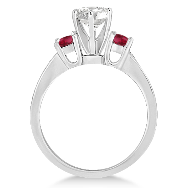 Three-Stone Ruby & Diamond Engagement Ring Platinum (0.60ct)