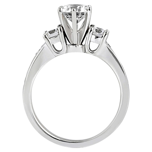 Three-Stone Lab Grown Diamond Engagement Ring with Sidestones in 14k White Gold (0.45 ctw)