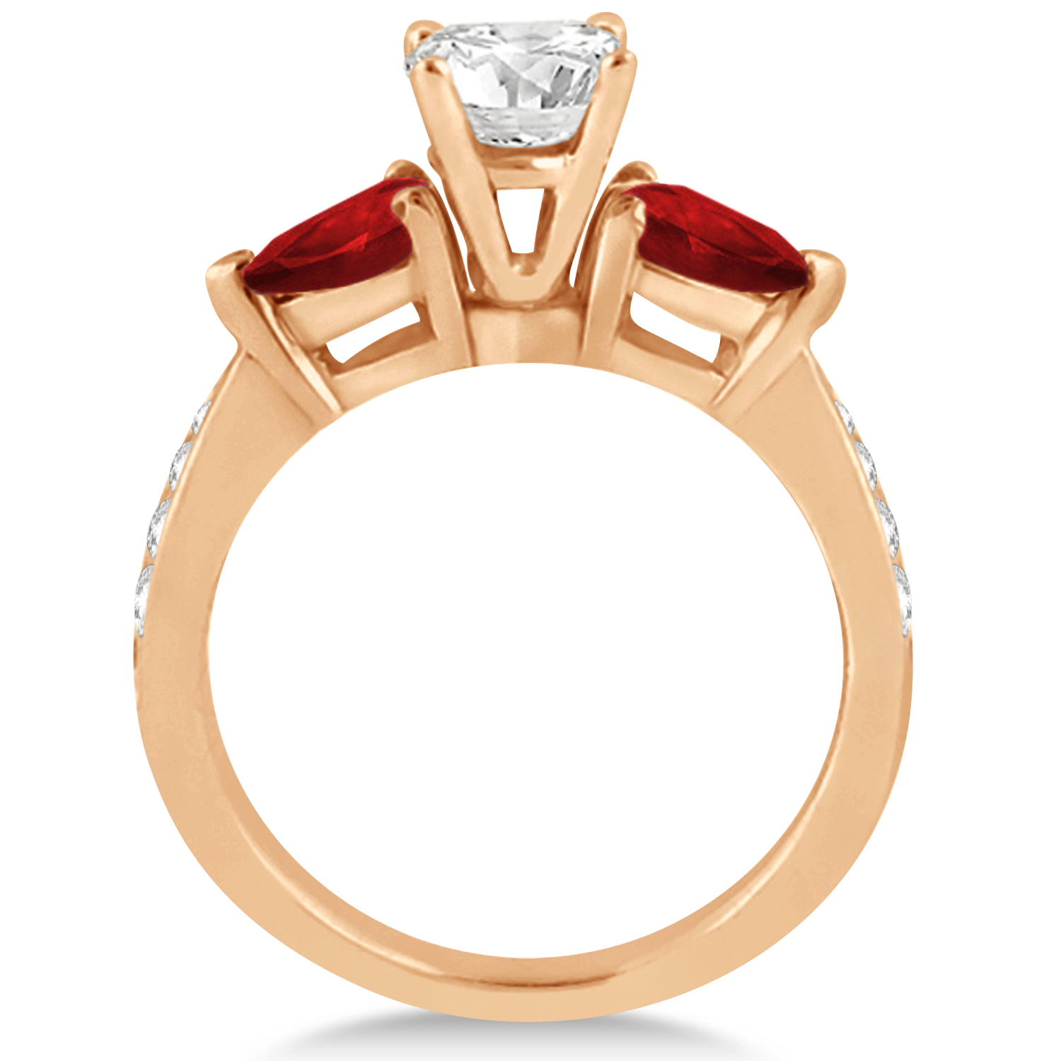 Round Diamond & Pear Garnet Engagement Ring 14k Rose Gold (1.79ct)