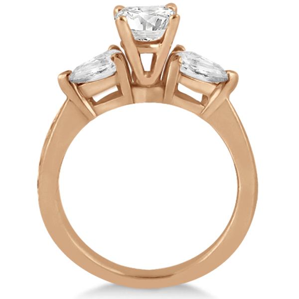 Three Stone Pear Cut Lab Grown Diamond Engagement Ring 18k Rose Gold (0.51ct)