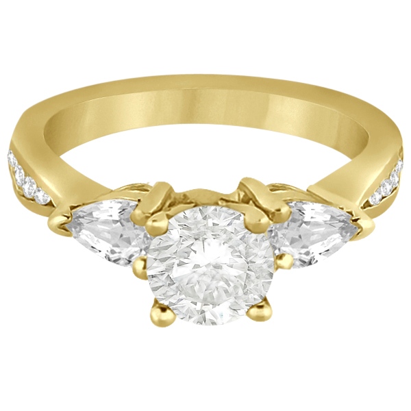 Three Stone Pear Cut Lab Grown Diamond Engagement Ring 18k Yellow Gold (0.51ct)