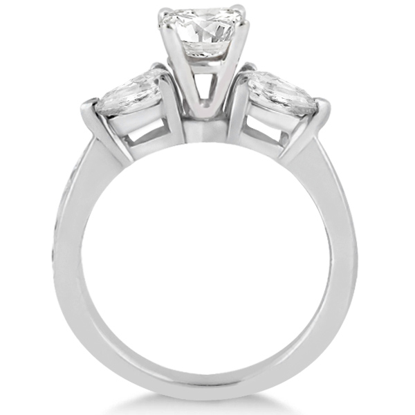 Three Stone Pear Cut Diamond Engagement Ring Palladium (0.51ct)
