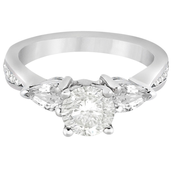 Three Stone Pear Cut Diamond Engagement Ring Palladium (0.51ct)