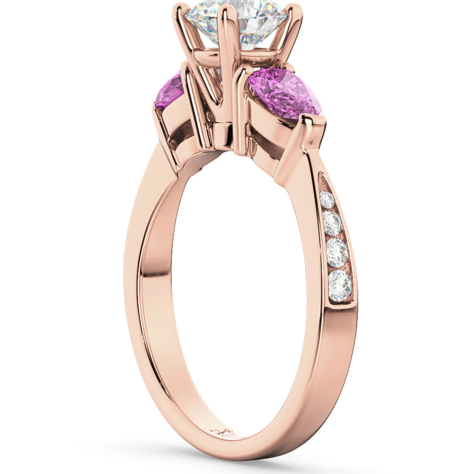 Diamond & Pear Pink Sapphire Engagement Ring 14k Rose Gold (0.79ct)