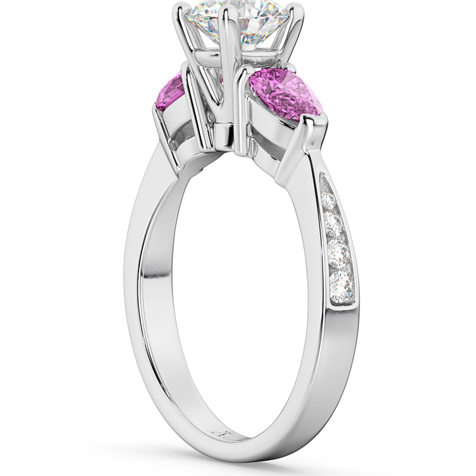 Diamond & Pear Pink Sapphire Engagement Ring 14k White Gold (0.79ct)