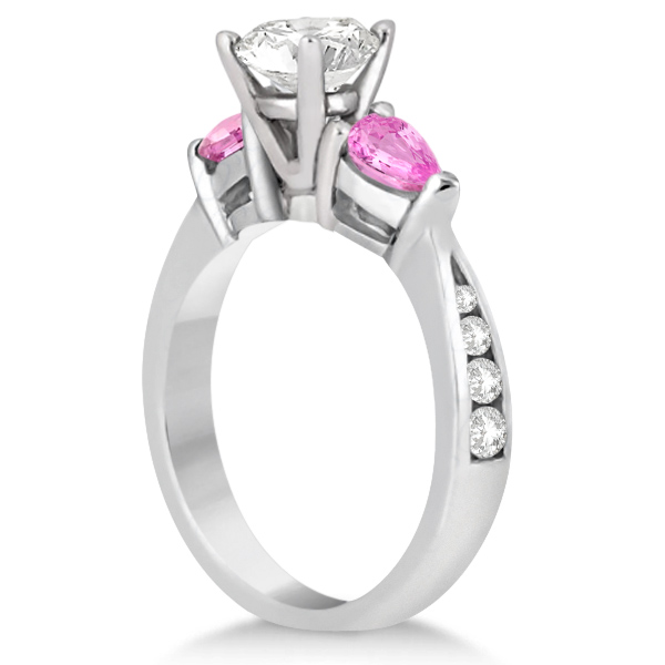 Diamond & Pear Pink Sapphire Engagement Ring Palladium (0.79ct)